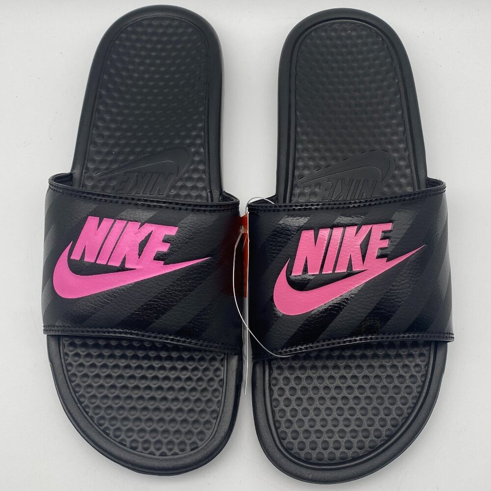 NIKE BENASSI JDI SLIDE  # 343881 061 BLACK/PINK US WOMEN'S SIZE 11 &12